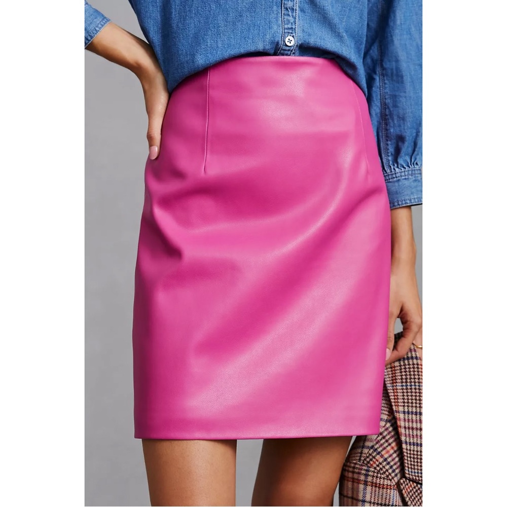 Anthropologie Porridge Pink faux leather Skirt